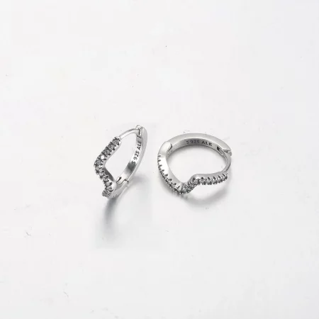 PANDORA Sparkling Wave Hoop Earrings - 292545C01
