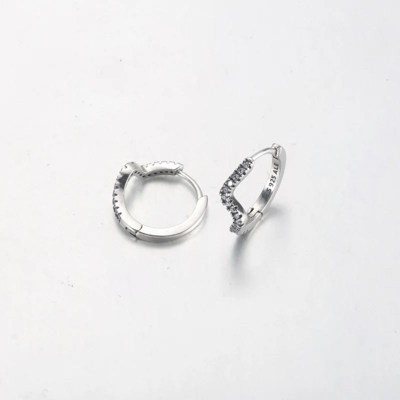 (image for) PANDORA Sparkling Wave Hoop Earrings - 292545C01 - View 9