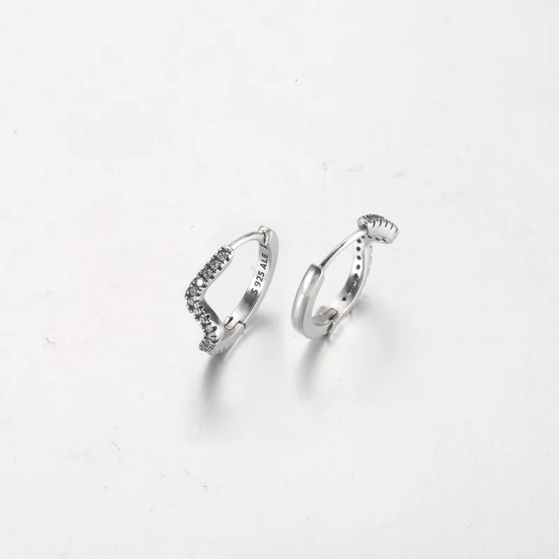 (image for) PANDORA Sparkling Wave Hoop Earrings - 292545C01 - View 10