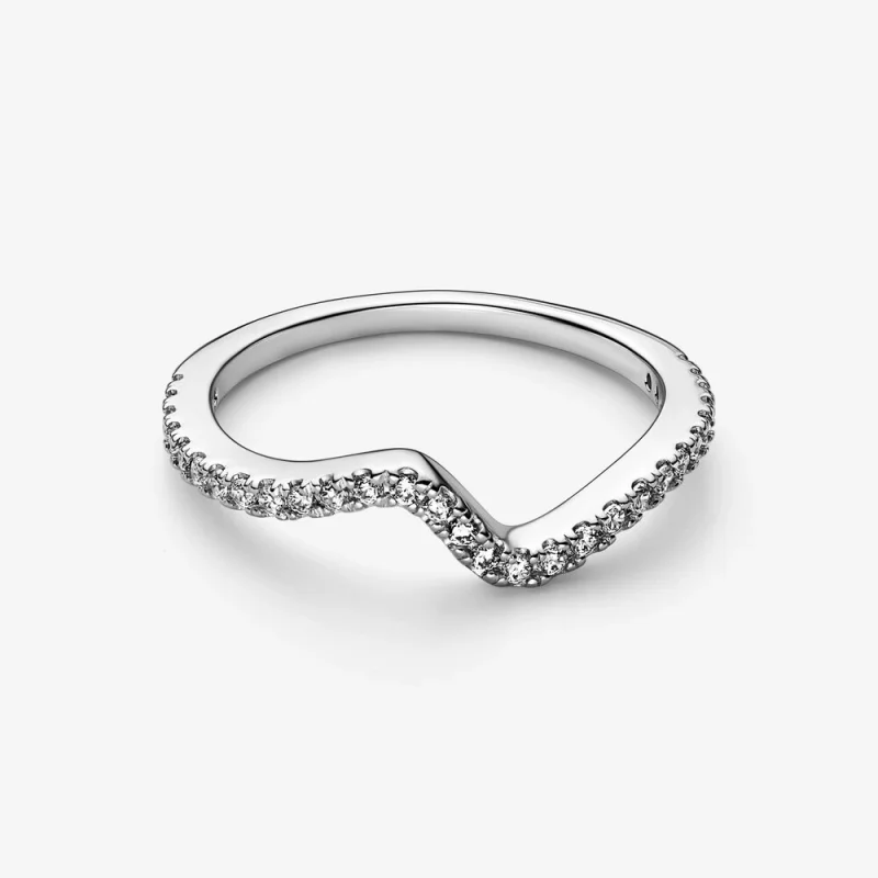 (image for) PANDORA Sparkling Wave Ring - 192539C01 - View 3
