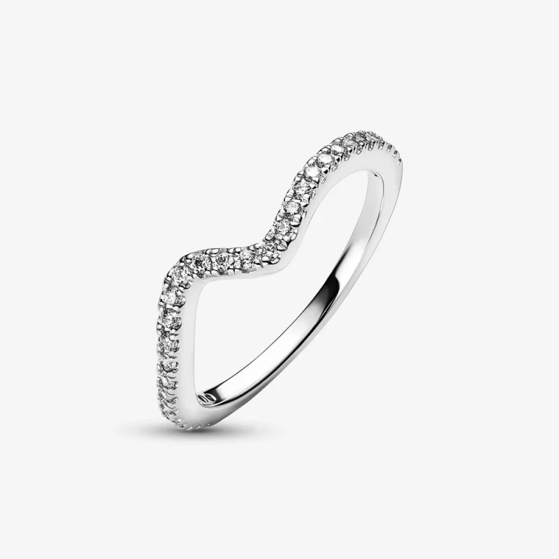 (image for) PANDORA Sparkling Wave Ring - 192539C01 - View 4