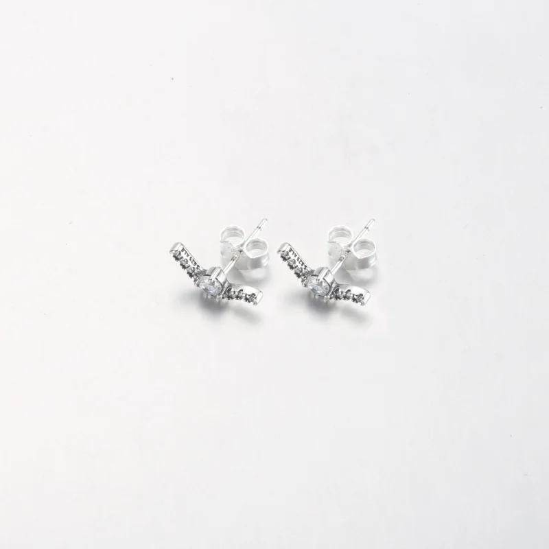 (image for) PANDORA Sparkling Wave Stud Earrings - 292544C01 - View 3