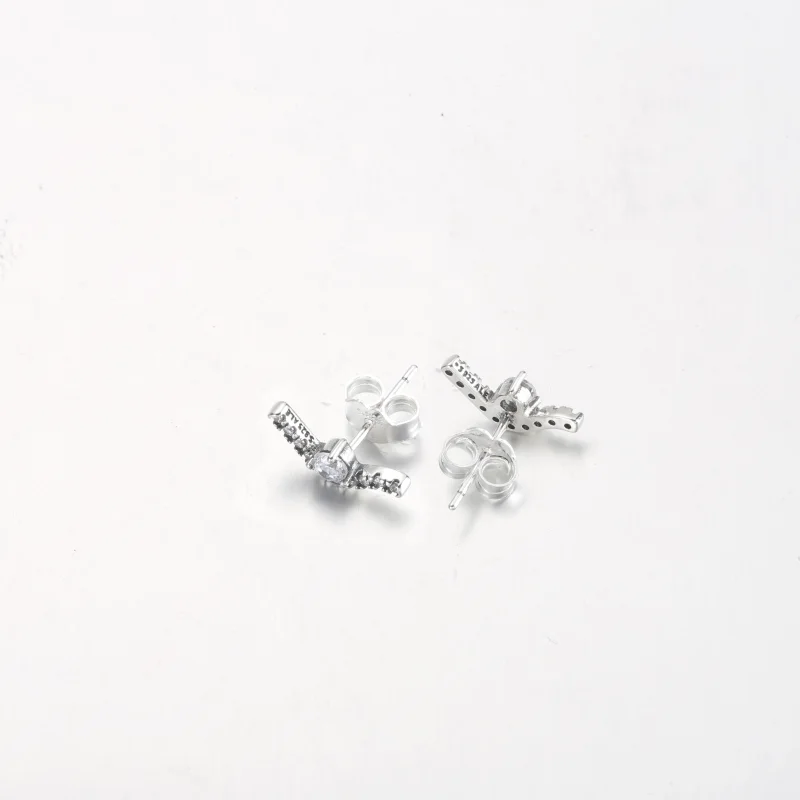 (image for) PANDORA Sparkling Wave Stud Earrings - 292544C01 - View 4