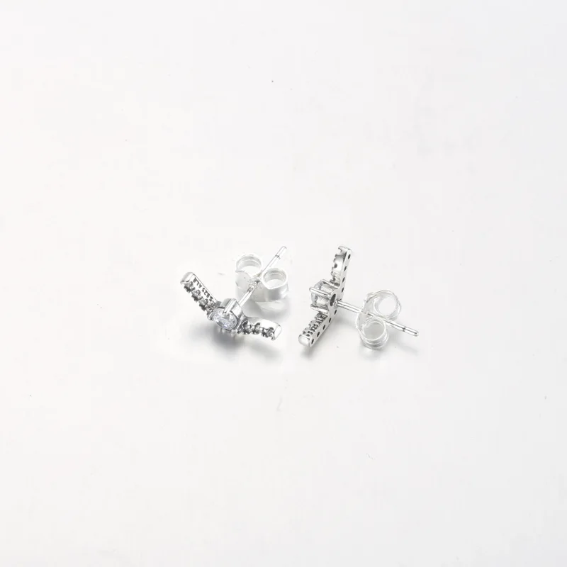 (image for) PANDORA Sparkling Wave Stud Earrings - 292544C01 - View 5