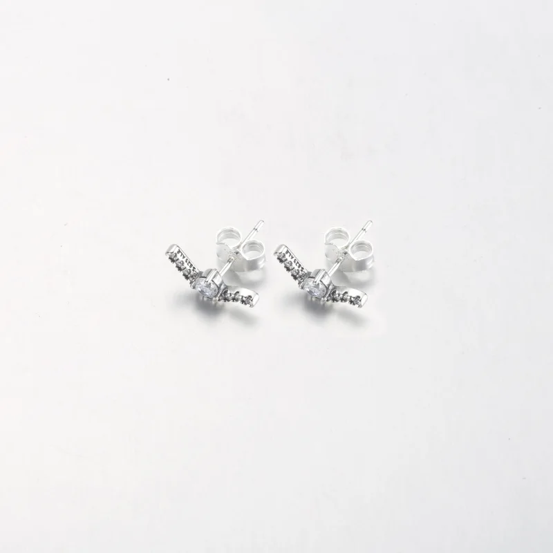 (image for) PANDORA Sparkling Wave Stud Earrings - 292544C01 - View 7