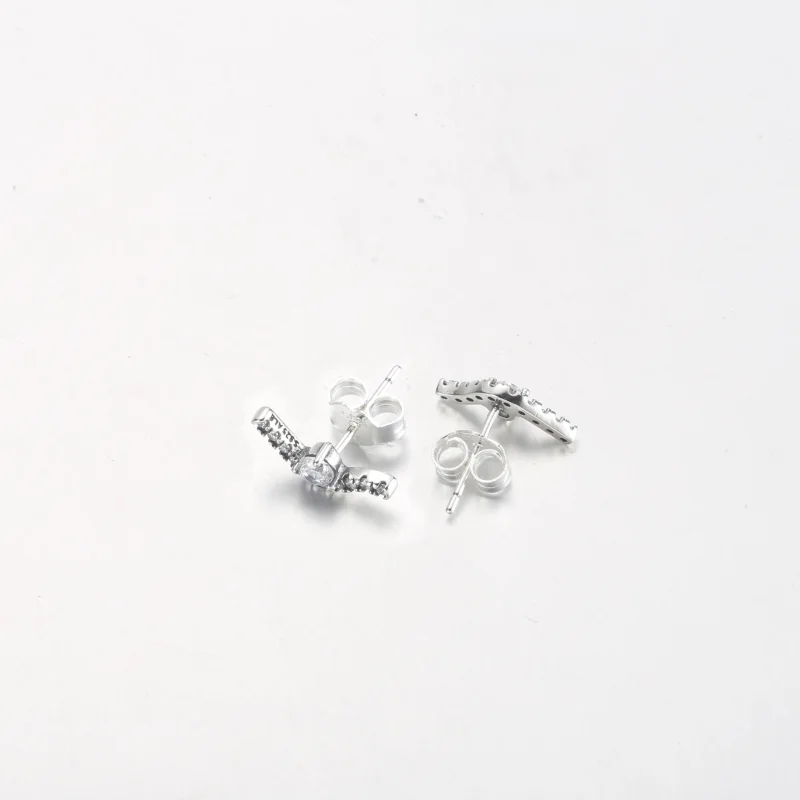(image for) PANDORA Sparkling Wave Stud Earrings - 292544C01 - View 10