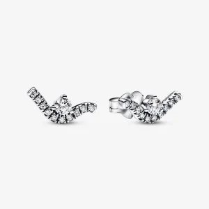 (image for) PANDORA Sparkling Wave Stud Earrings - 292544C01