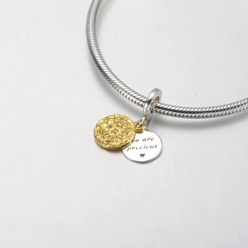 (image for) Pandora Two-tone Daisy Double Dangle Charm - 762341C01 - View 4