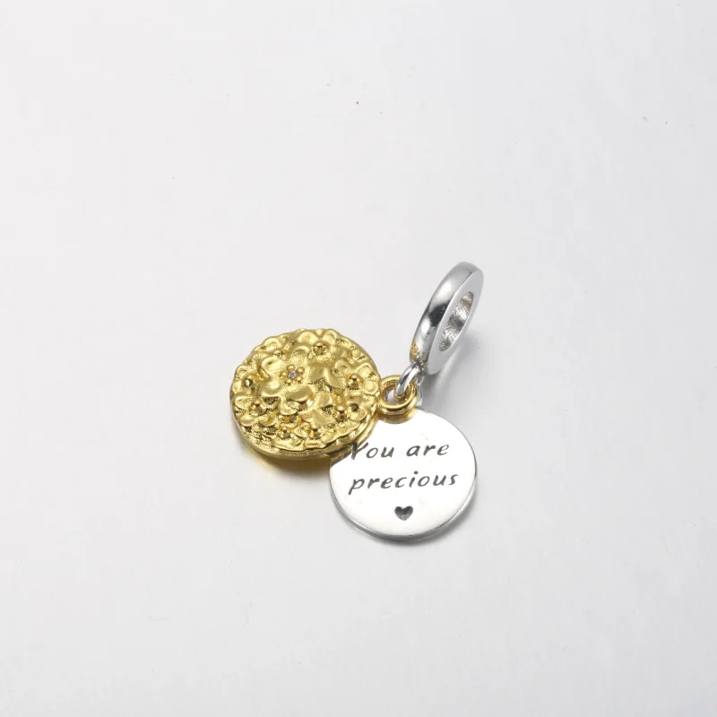 (image for) Pandora Two-tone Daisy Double Dangle Charm - 762341C01 - View 5