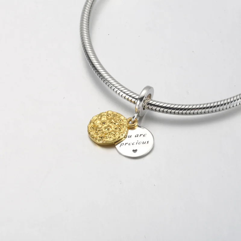 (image for) Pandora Two-tone Daisy Double Dangle Charm - 762341C01 - View 8