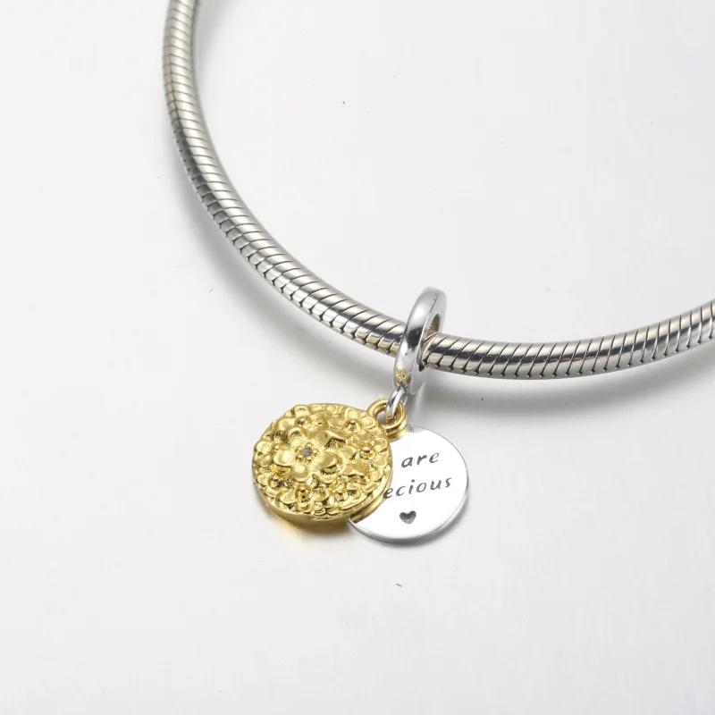 (image for) Pandora Two-tone Daisy Double Dangle Charm - 762341C01 - View 12