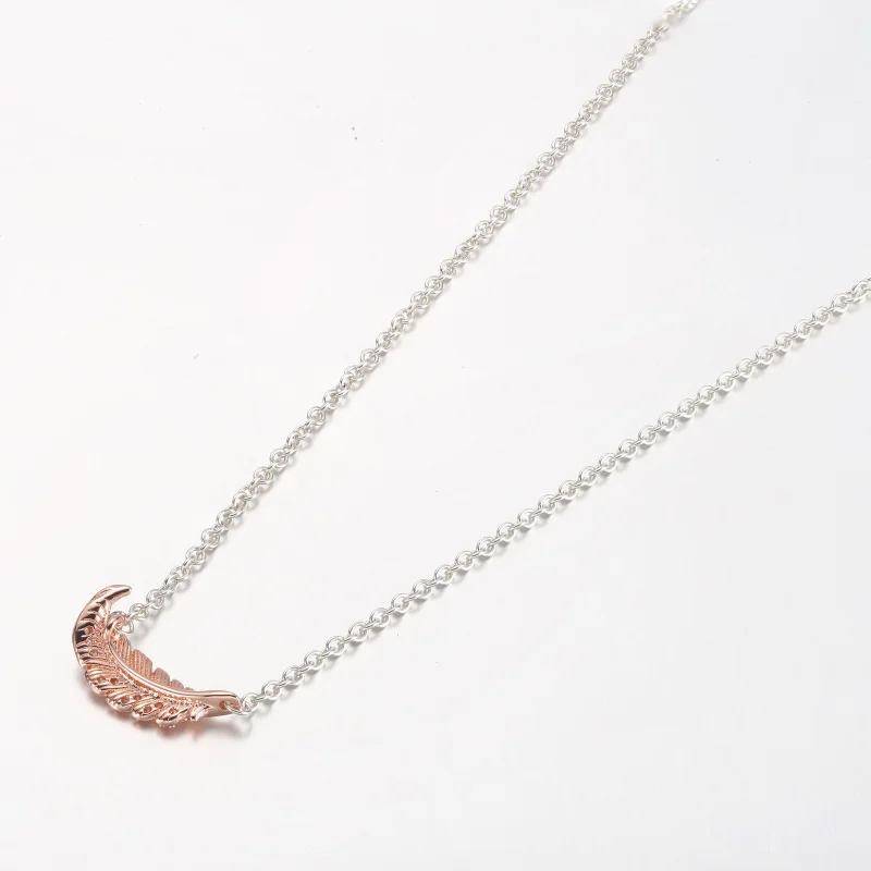 (image for) PANDORA Two-Tone Floating Curved Feather Collier Necklace - 382575C01-45 - View 7