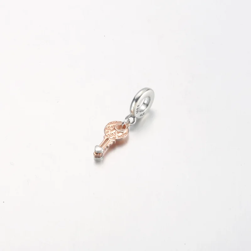 (image for) PANDORA Two-tone key & Sliding Heart Dangle Charm - 782510C00 - View 5