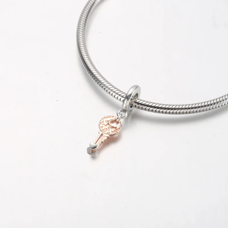 (image for) PANDORA Two-tone key & Sliding Heart Dangle Charm - 782510C00 - View 7