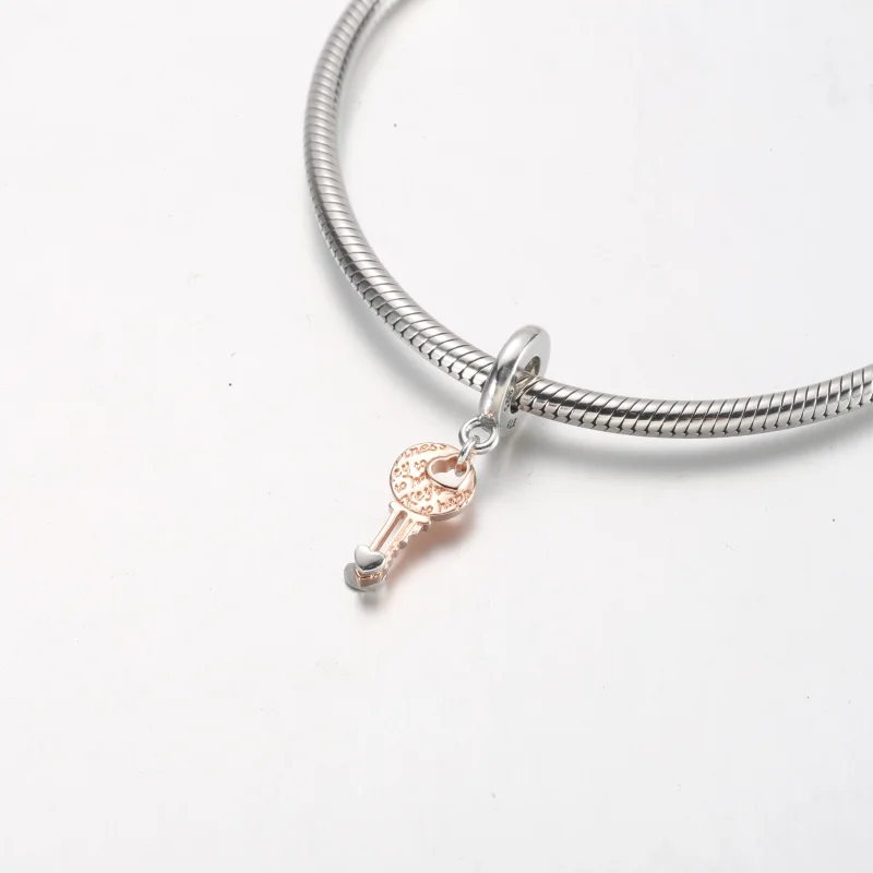 (image for) PANDORA Two-tone key & Sliding Heart Dangle Charm - 782510C00 - View 10