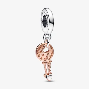(image for) PANDORA Two-tone key & Sliding Heart Dangle Charm - 782510C00