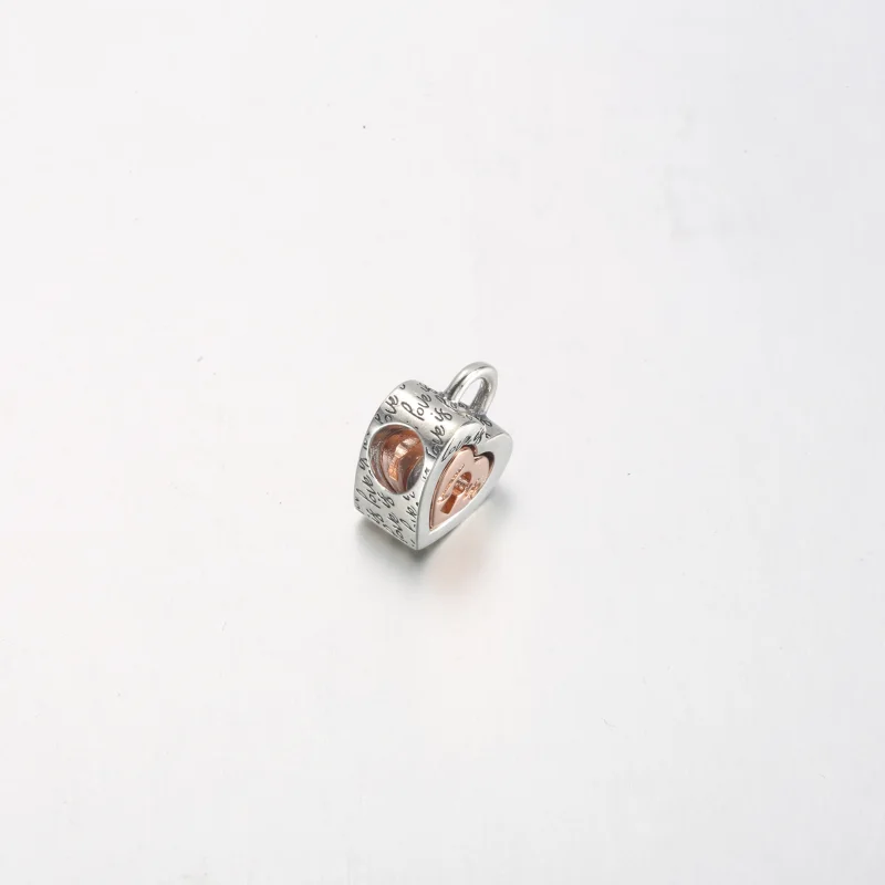 (image for) PANDORA Two-tone Padlock Splittable Heart Charm - 782505C00 - View 6