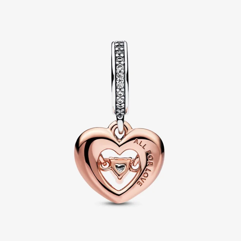 (image for) PANDORA Two-tone Radiant Heart Dangle Charm - 782450C01 - View 3