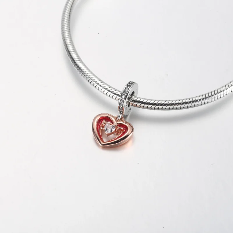 (image for) PANDORA Two-tone Radiant Heart Dangle Charm - 782450C01 - View 7