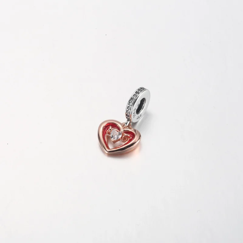 (image for) PANDORA Two-tone Radiant Heart Dangle Charm - 782450C01 - View 8