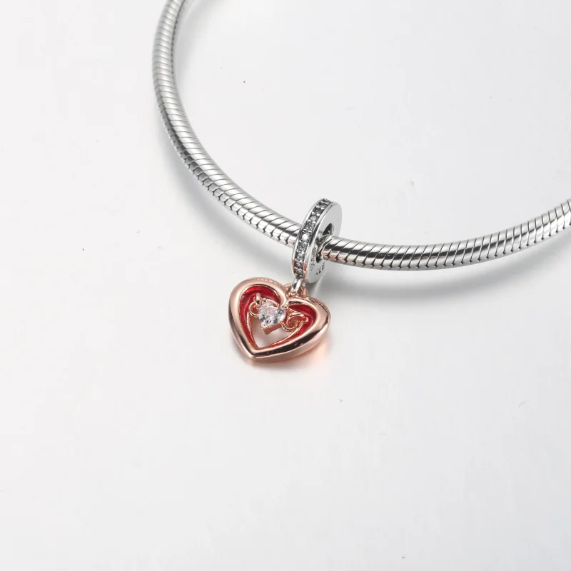 (image for) PANDORA Two-tone Radiant Heart Dangle Charm - 782450C01 - View 10