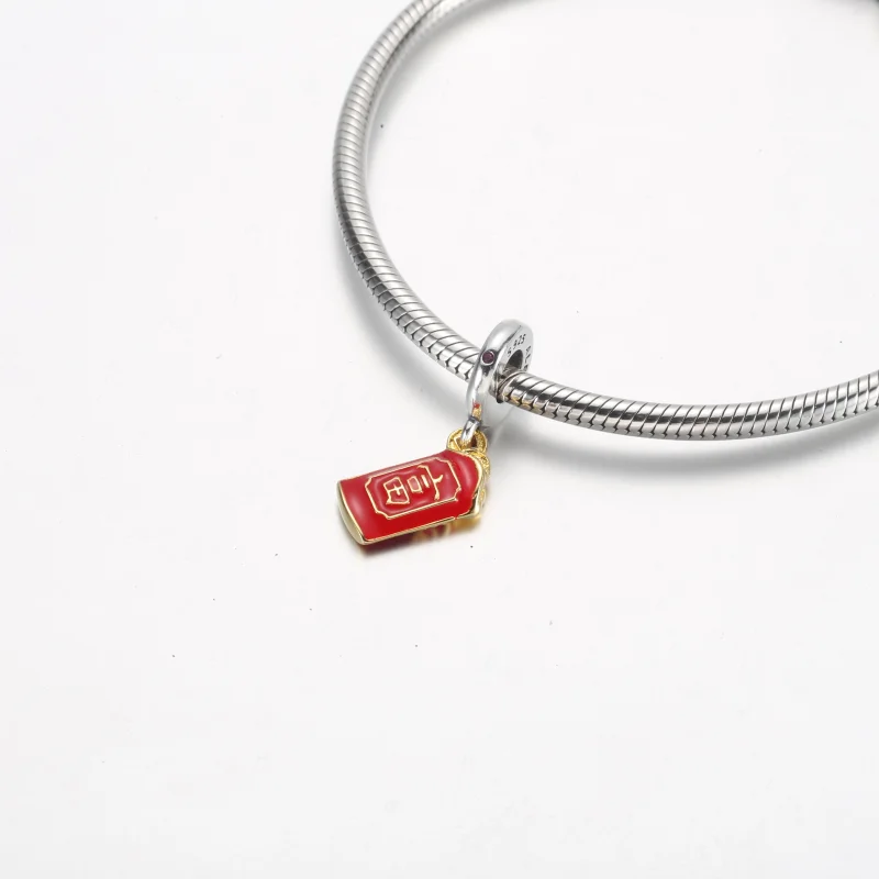 (image for) PANDORA Two-tone Red Envelope Dangle Charm - 762470C01 - View 7