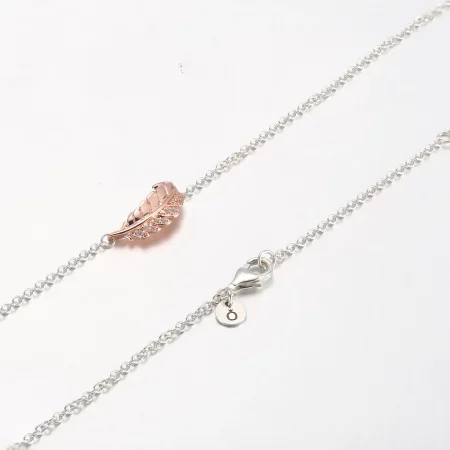 PANDORA Two-Tone Floating Curved Feather Collier Necklace - 382575C01-45