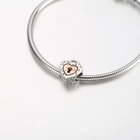 PANDORA Two-tone Padlock Splittable Heart Charm - 782505C00