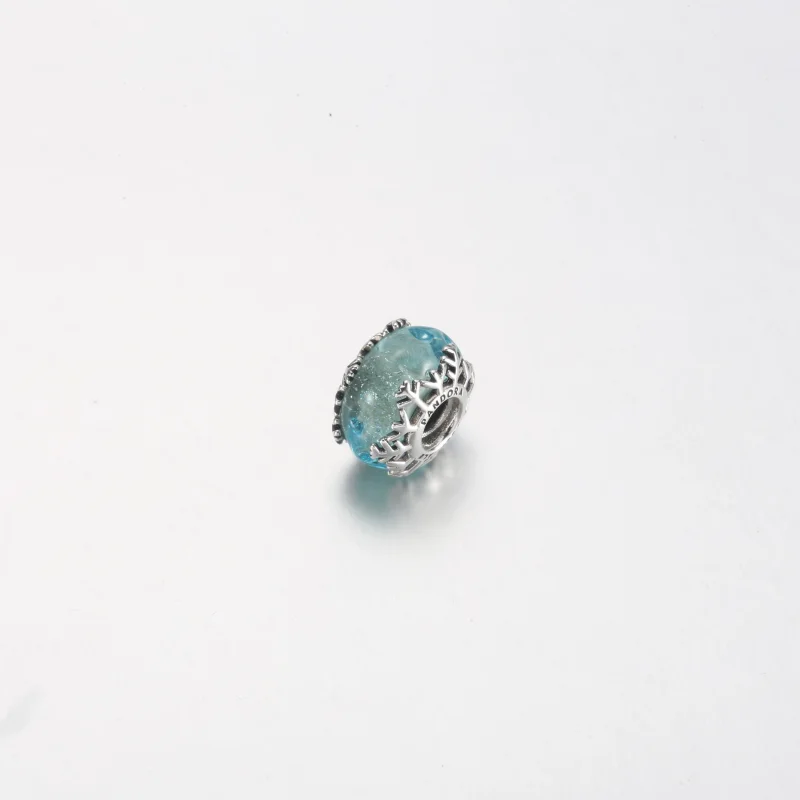 (image for) PANDORA Winter Blue Snowflake Murano Charm - 792377C00 - View 5
