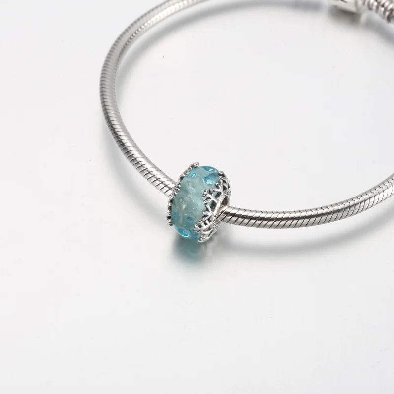 (image for) PANDORA Winter Blue Snowflake Murano Charm - 792377C00 - View 8