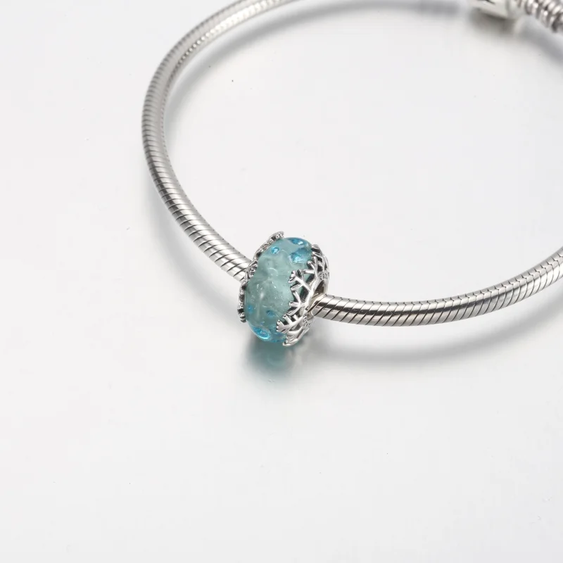 (image for) PANDORA Winter Blue Snowflake Murano Charm - 792377C00 - View 12