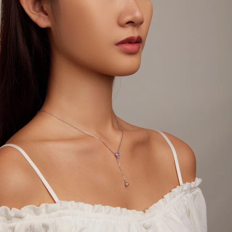 (image for) Pandora Style Amethyst Necklace - BSN271 - View 8