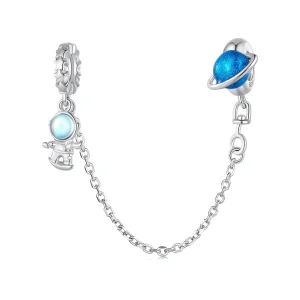 (image for) Pandora Style Astronaut and planet Safety Chain - BSC792