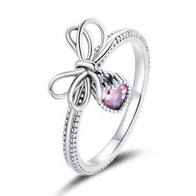 Pandora Style Bow Ring Silver - SCR682
