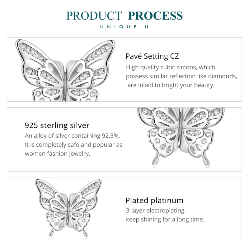 (image for) Pandora Style Butterflies Spacer Charm - BSC823 - View 6