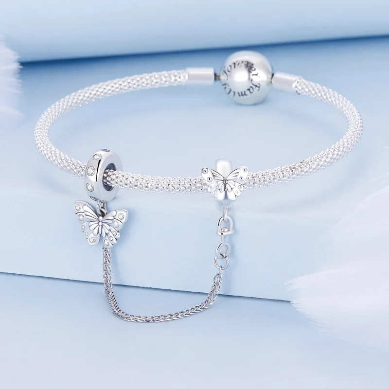 (image for) Pandora Style Butterfly Safety Chain - BSC801 - View 2