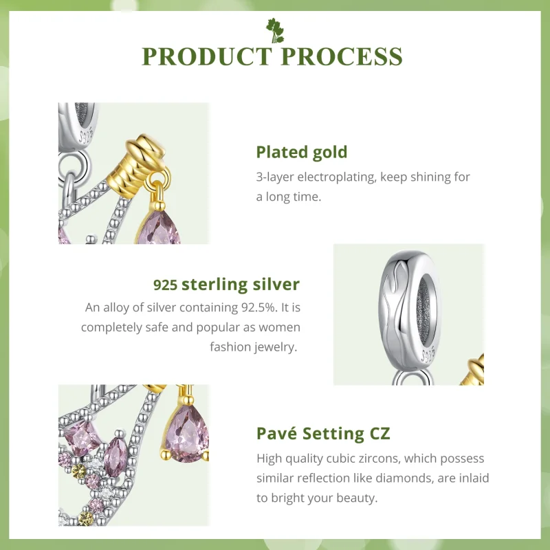 (image for) Pandora Style Champagne Dangle - BSC863 - View 5