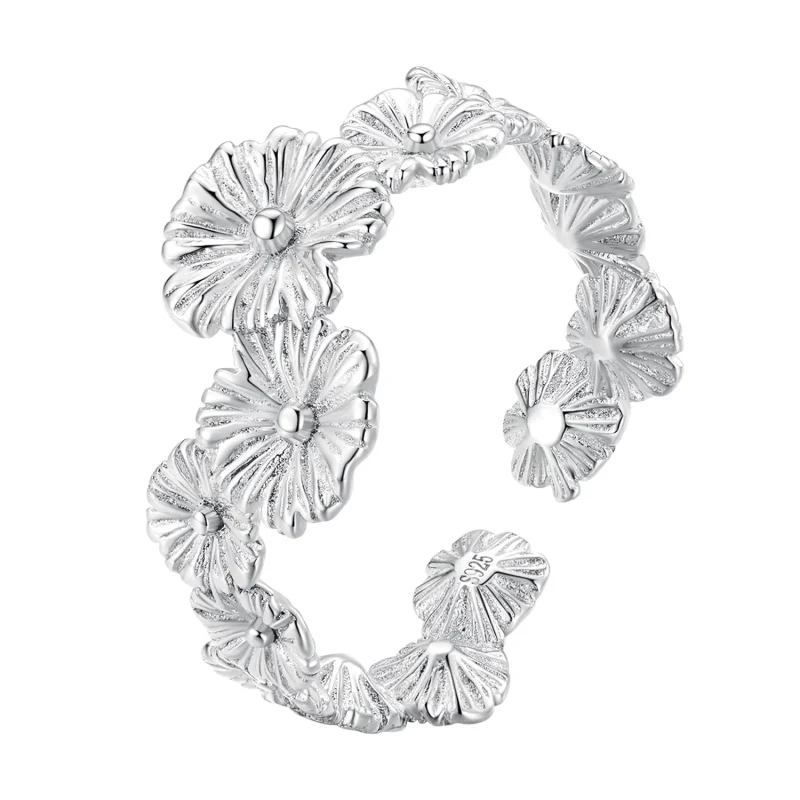 (image for) Pandora Style Classic Daisy Flower Band Open Ring - BSR382 - Product Image