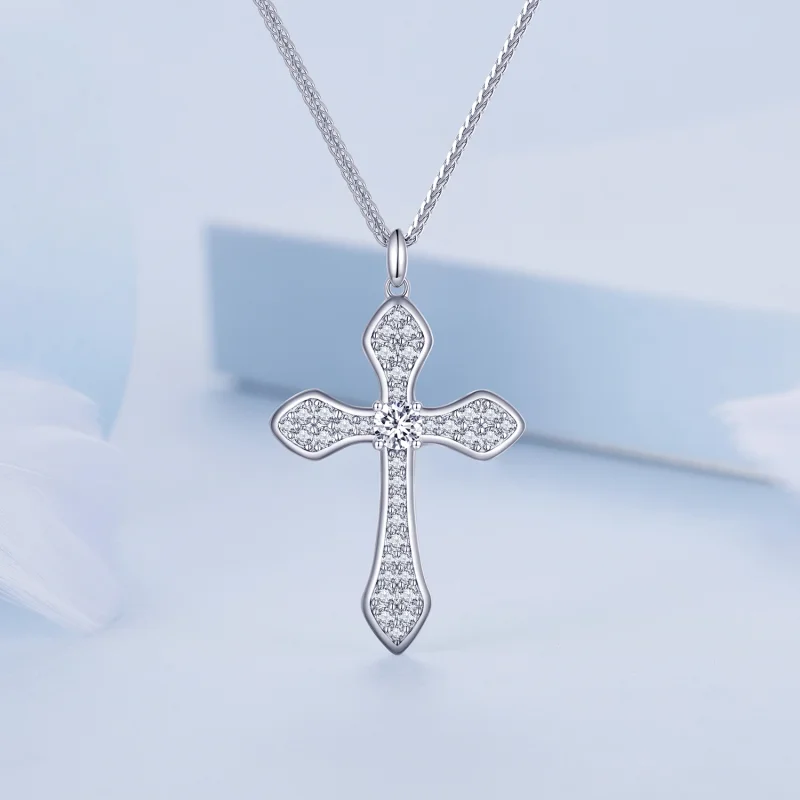 (image for) Pandora Style Cross Necklace - BSN303 - View 3
