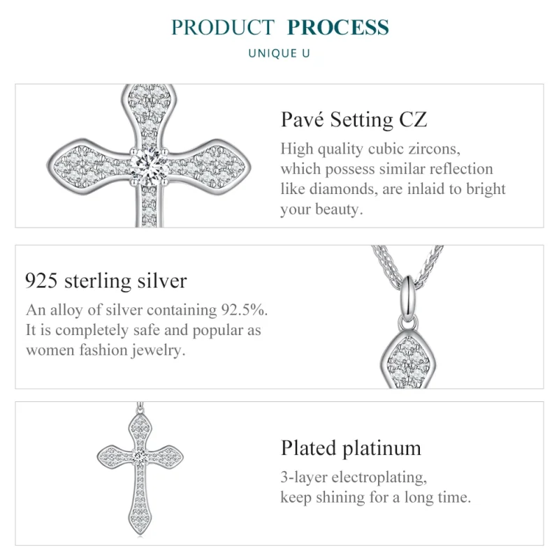 (image for) Pandora Style Cross Necklace - BSN303 - View 6