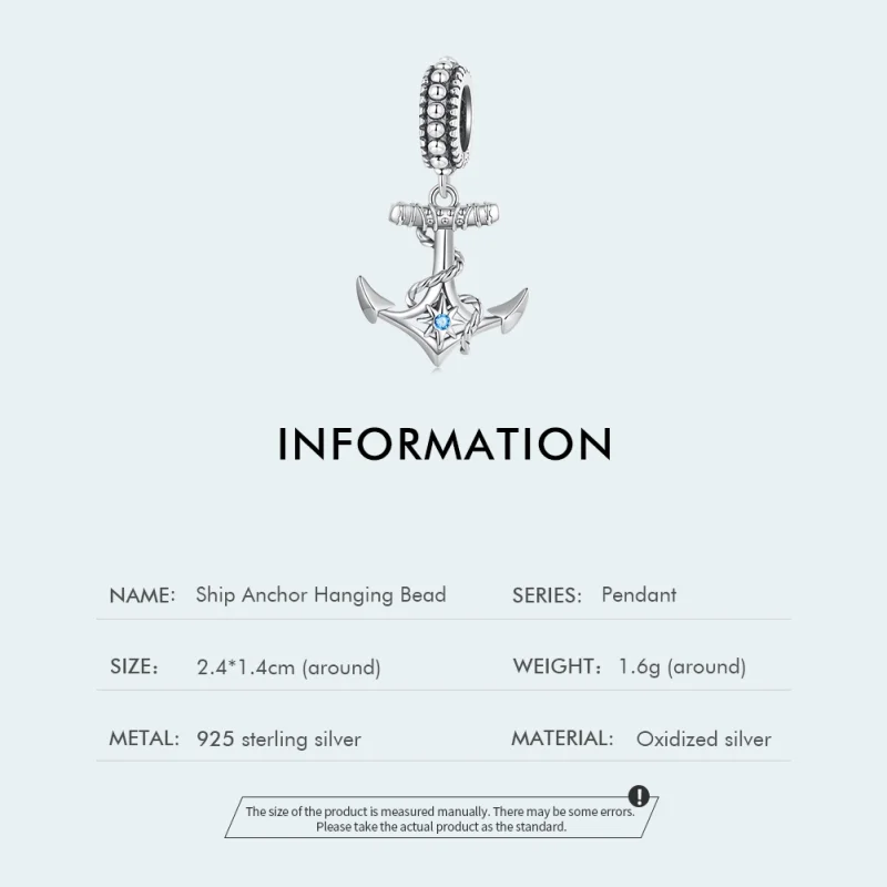 (image for) Pandora Style Dangle Anchor - SCC2401 - View 4