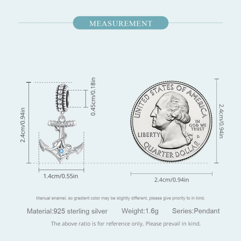 (image for) Pandora Style Dangle Anchor - SCC2401 - View 5