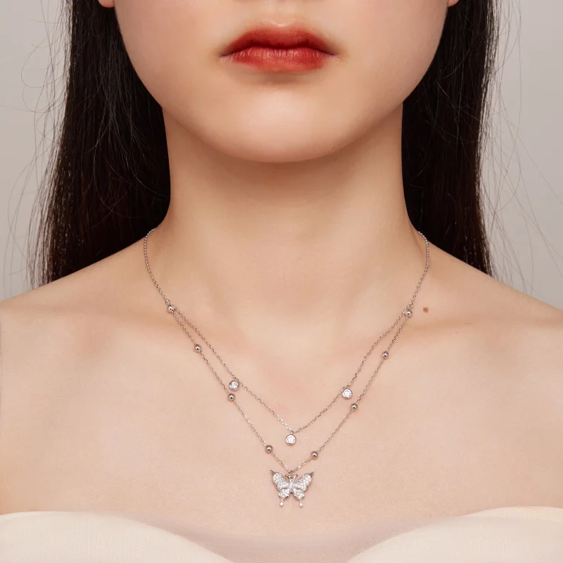 (image for) Pandora Style Double Chain Necklace - BSN308 - View 6