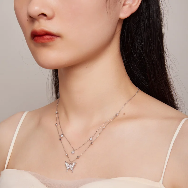 (image for) Pandora Style Double Chain Necklace - BSN308 - View 7