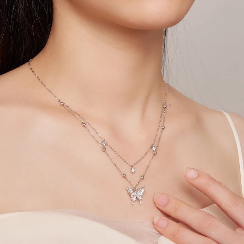 (image for) Pandora Style Double Chain Necklace - BSN308 - View 8