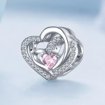 Pandora Style Double Heart Charm - BSC695