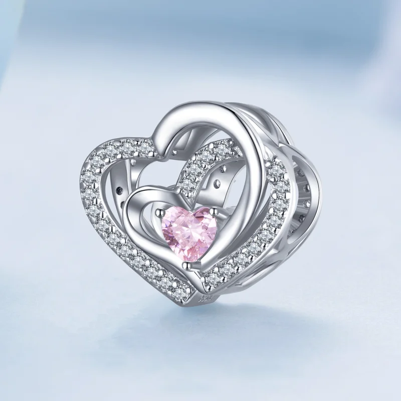 (image for) Pandora Style Double Heart Charm - BSC695 - View 2
