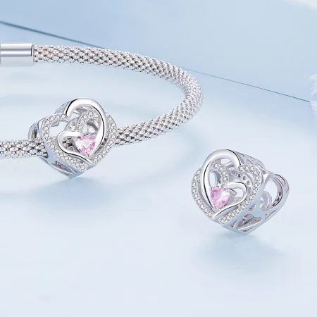 Pandora Style Double Heart Charm - BSC695