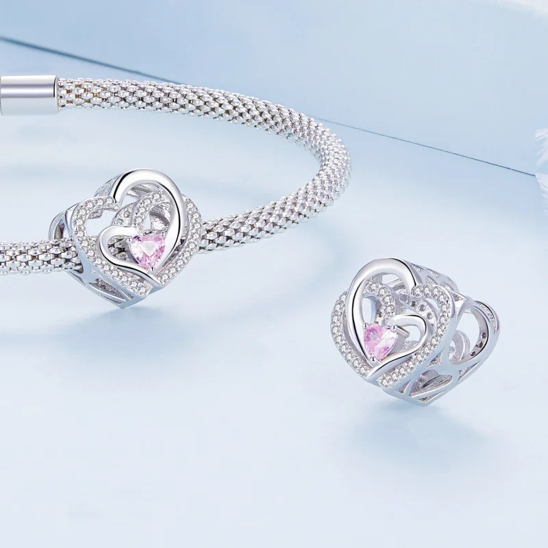 (image for) Pandora Style Double Heart Charm - BSC695 - View 4