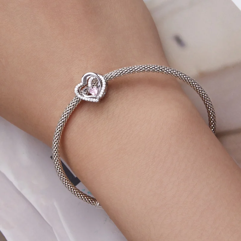 (image for) Pandora Style Double Heart Charm - BSC695 - View 6